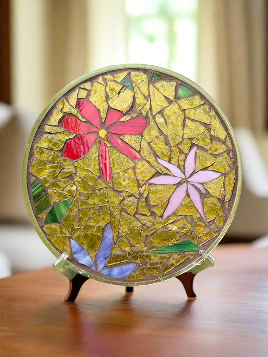 Handmade Cathedral Glass Mosaic Plate